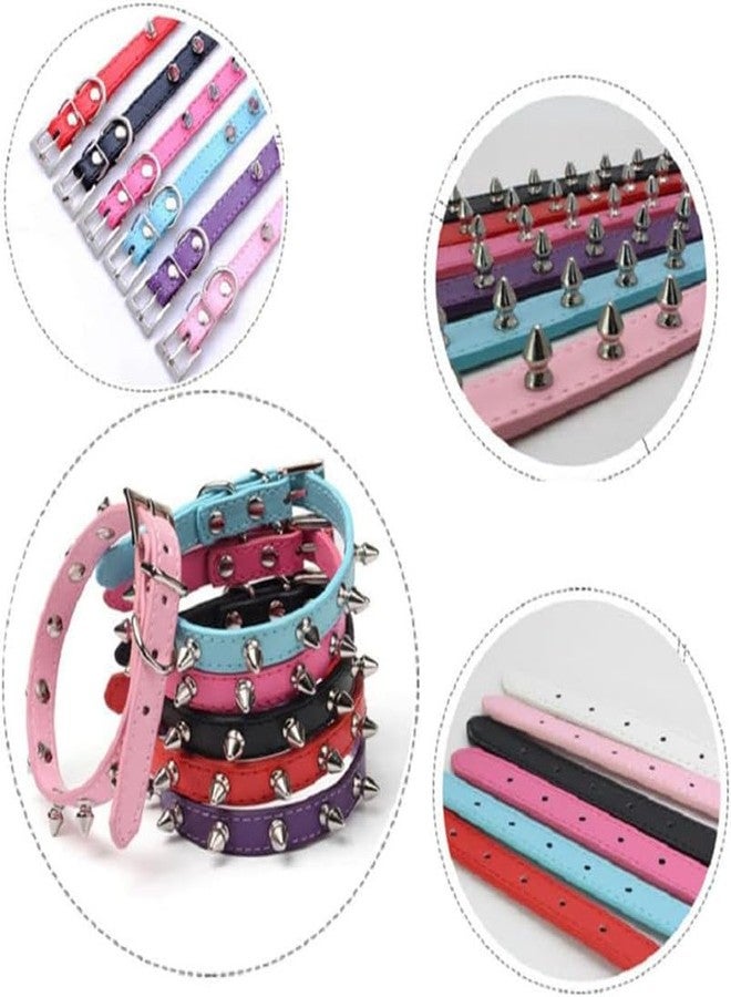 BohoBark 1pc Spiked Studded PU Leather Dog Collar Dog Rivet Collar for Small Sigle Spike Dogs, Crocodile Pattern Adjustable Dog Collar, 11 cm x 9 cm, multicolor - Image 2